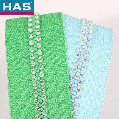 #10 Diamond Lightweight Open Ended Zips Green Decorative Zippers For Dresses
