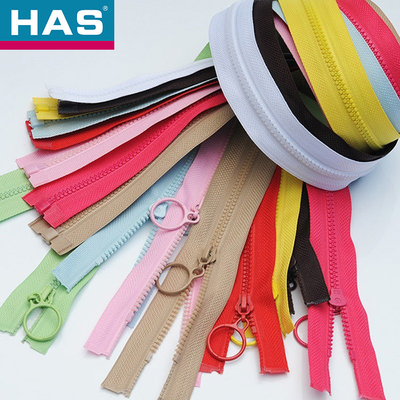 Eco Friendly Plastic Zippers #5 Colorful Zippers Smooth For Clothes