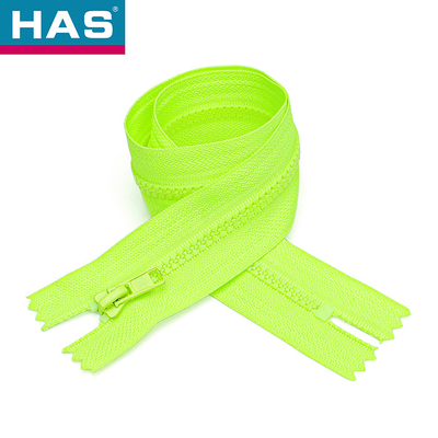 Fluorescent Green Invisible Zipper Closed End / Open End Purple Separating Zipper