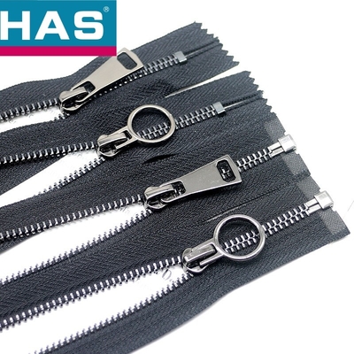 Eco Friendly Metal Zippers Polished Black Metal Zip For Garment Jacket