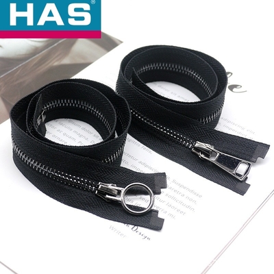 Eco Friendly Metal Zippers Polished Black Metal Zip For Garment Jacket