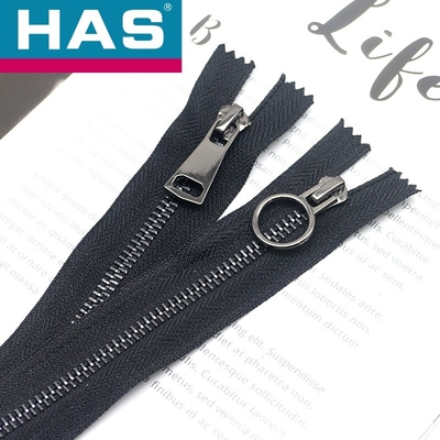 Eco Friendly Metal Zippers Polished Black Metal Zip For Garment Jacket