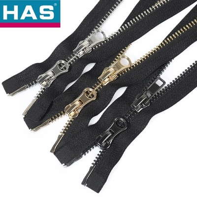 Black Metal Zippers Smooth Closed End Zippers Durable For Clothing