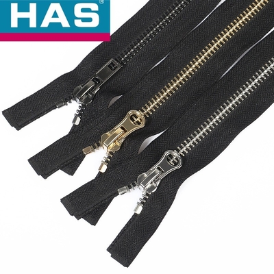 Black Metal Zippers Smooth Closed End Zippers Durable For Clothing