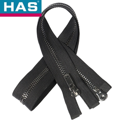 Black Metal Zippers Smooth Closed End Zippers Durable For Clothing