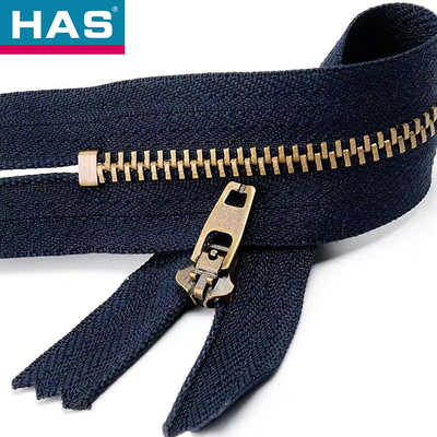 Silver Teeth Closed End Metal Zip Black / Dark Blue Zipper For Jeans