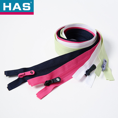Colorful Nylon Zippers Customized White Open Ended Zip Auto Lock
