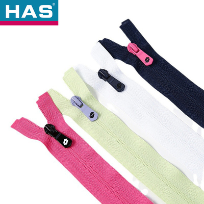 Colorful Nylon Zippers Customized White Open Ended Zip Auto Lock