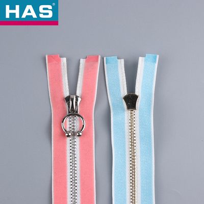 #7 Metal Zipper Blue Pink Metal Dress Zippers For Garment Jacket