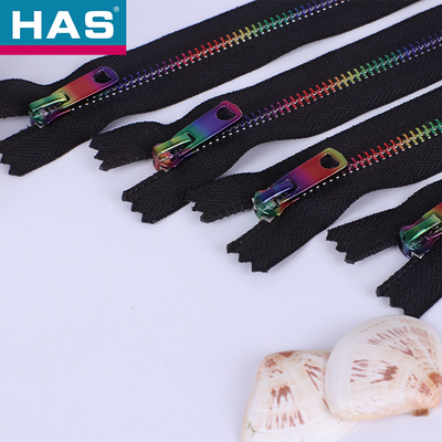 Brass Colored Metal Zippers #5 #10 Rainbow Teeth Zippers For Clothing