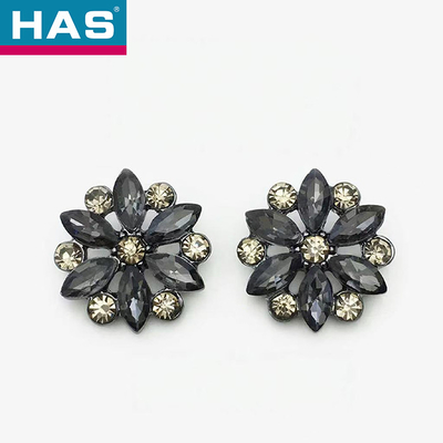 Nickel Free Black Rhinestone Buttons 21mm Buttons For Coat Windbreaker