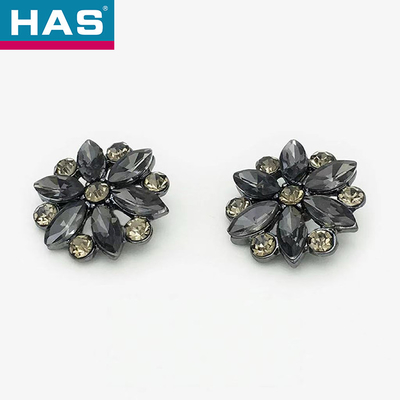 Nickel Free Black Rhinestone Buttons 21mm Buttons For Coat Windbreaker