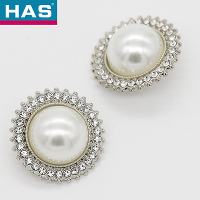Silver Gold Diamond Buttons 15 / 18 / 20 / 23 / 25mm Pearl Button