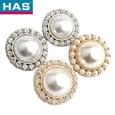 Silver Gold Diamond Buttons 15 / 18 / 20 / 23 / 25mm Pearl Button