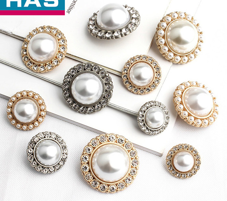 Silver Gold Diamond Buttons 15 / 18 / 20 / 23 / 25mm Pearl Button