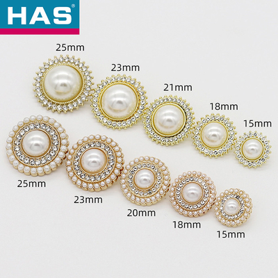 Silver Gold Diamond Buttons 15 / 18 / 20 / 23 / 25mm Pearl Button