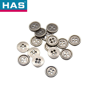 18L 4 Hole Metal Button Ant silver Metal Shirt Buttons Round Thin Edged