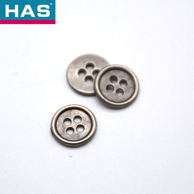 18L 4 Hole Metal Button Ant silver Metal Shirt Buttons Round Thin Edged