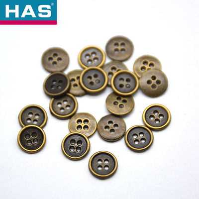18L 4 Hole Metal Button Ant silver Metal Shirt Buttons Round Thin Edged