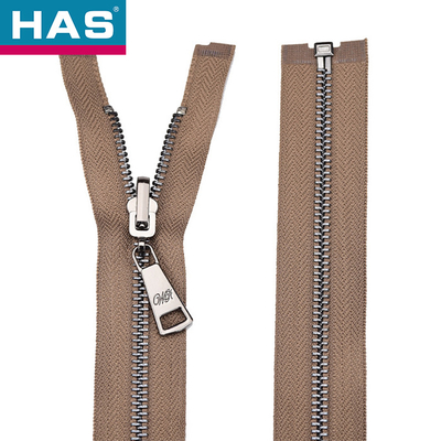 Customizable Fashion Metal Zippers Brown Open Ended Zip For Jacket