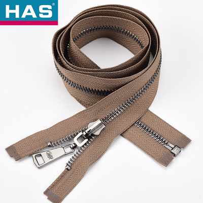 Customizable Fashion Metal Zippers Brown Open Ended Zip For Jacket