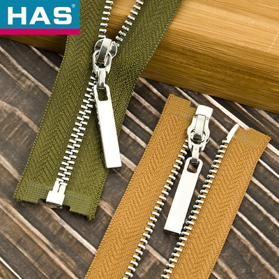 #3 #5 #8 Open End Zipper Y Teeth Metal Jacket Zipper For Clothing