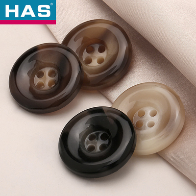 Polyester Black 4 Hole Buttons 21mm / 25mm Decorative Buttons For Crafts