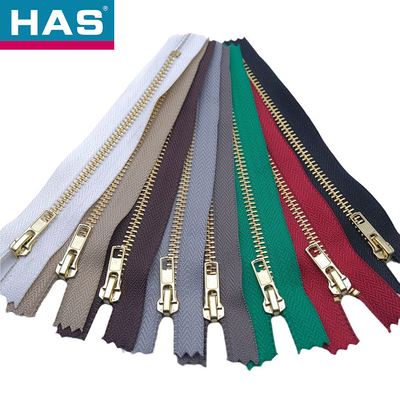 Customizable Metal Zippers Durable Brass Teeth Zippers Auto Lock