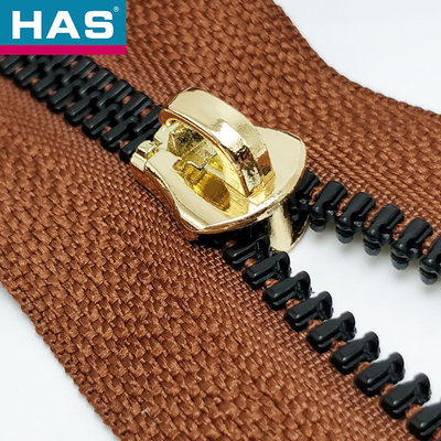 Plastic Teeth Brown Invisible Zipper Customized Plastic Separating Zipper Lightweight