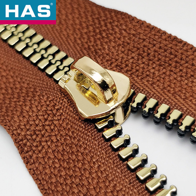 Plastic Teeth Brown Invisible Zipper Customized Plastic Separating Zipper Lightweight