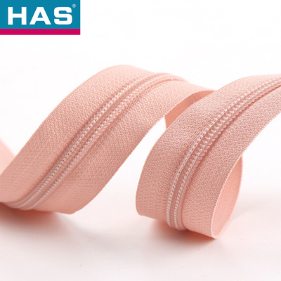 Versatile Nylon Zippers Light Pink Zipper #3 With Metal Puller