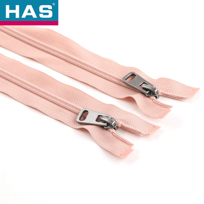 Versatile Nylon Zippers Light Pink Zipper #3 With Metal Puller