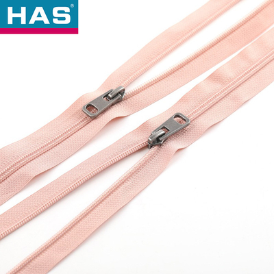 Versatile Nylon Zippers Light Pink Zipper #3 With Metal Puller