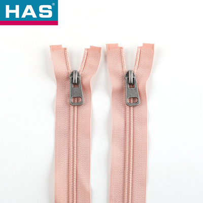 Versatile Nylon Zippers Light Pink Zipper #3 With Metal Puller