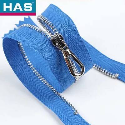 Popular Custom Shiny Nickel Teeth Color Metal Closed End Zipper For Clothes
