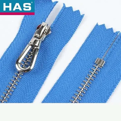 Popular Custom Shiny Nickel Teeth Color Metal Closed End Zipper For Clothes