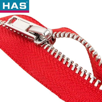 Custom Brass Metal Zipper Open End Shining Nickel Zipper For Customers' Color Sample