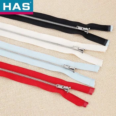 Custom Brass Metal Zipper Open End Shining Nickel Zipper For Customers' Color Sample