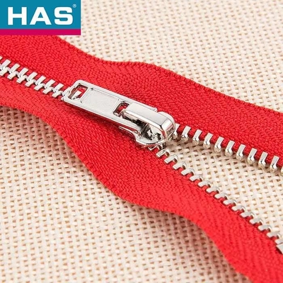Custom Brass Metal Zipper Open End Shining Nickel Zipper For Customers' Color Sample