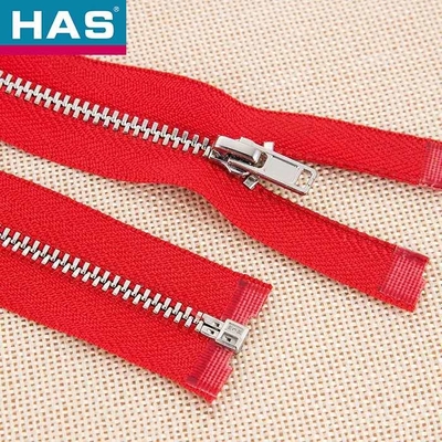 Custom Brass Metal Zipper Open End Shining Nickel Zipper For Customers' Color Sample