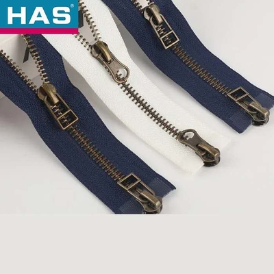 Two Way Open End Brass Plated Bronze Y Teeth Zipper Double Auto Lock Slider For Coats