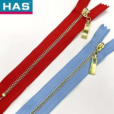 Light Gold Teeth Zipper With Auto-Lock Hook Slider Teeth Close End Zippers