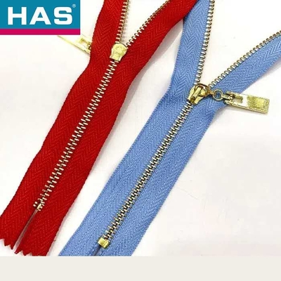 Light Gold Teeth Zipper With Auto-Lock Hook Slider Teeth Close End Zippers