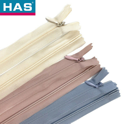 3# 4# 5# Nylon Invisible Zipper Custom Hidden Long Chain Zipper Tape For Garments