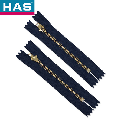 Home Textile Brass 3 Metal Teeth Zipper For Bag Jeans Dress Custom Zipper Sliders