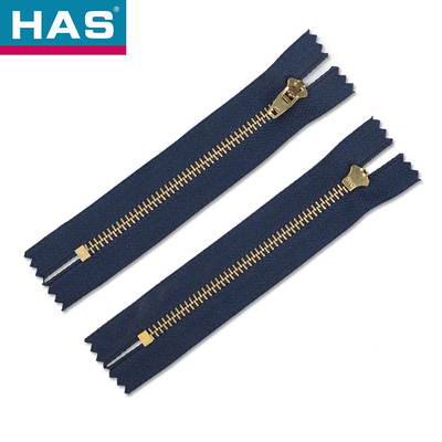 Home Textile Brass 3 Metal Teeth Zipper For Bag Jeans Dress Custom Zipper Sliders