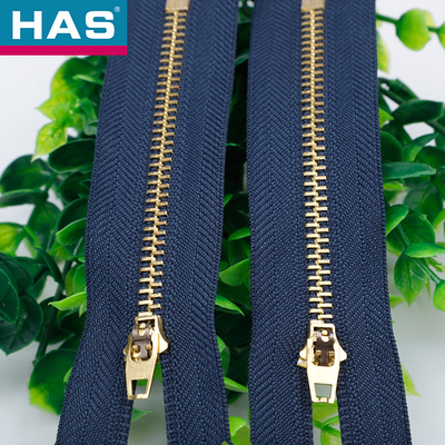 Home Textile Brass 3 Metal Teeth Zipper For Bag Jeans Dress Custom Zipper Sliders