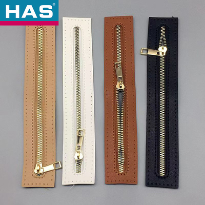 Pu Leather Bags Accessories Self Locking Custom Close End Metallic Zipper