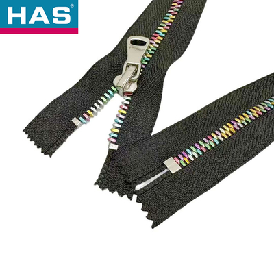 Eco Friendly Metal Zipper With Smooth Running Teeth And Custom Rainbow Design