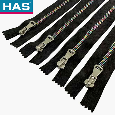 Eco Friendly Metal Zipper With Smooth Running Teeth And Custom Rainbow Design